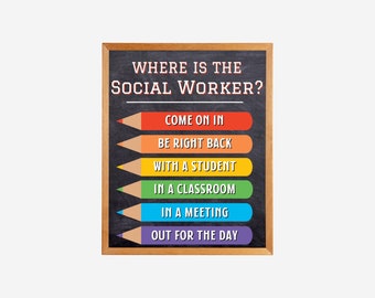 Where is the Social Worker Door Sign, Classroom Door Sign, Custom Teacher Gifts, Teacher Door Hanger, Classroom Management, Social Worker