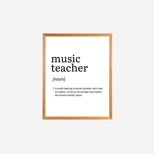 Music Teacher Poster, Music Teacher Definition Print, Gift for Music Teacher, Music Class Teacher Decor, Musician Studio Print, Music Lesson
