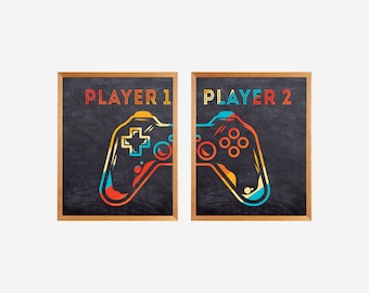 Gaming Wall Art Set of 2, Gaming Room Decor, Video Game Print Set, Printable Gaming Wall Art, Set Gamer Gift Gaming Room, Digital Download
