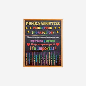 Free Positive Thoughts Spanish Tearoff Flyer, School Counselor, Kindness Classroom Decor, School Counselor Gift, Social Worker Therapist