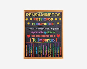Free Positive Thoughts Spanish Tearoff Flyer, School Counselor, Kindness Classroom Decor, School Counselor Gift, Social Worker Therapist