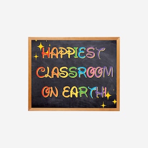 Teacher Classroom Printable Poster, Print Teacher Poster, INSTANT DOWNLOAD, Teacher Classroom Decor, Happiest Classroom, Rules Sign