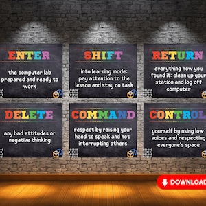 Computer Lab Poster Set of 6 Classroom Decor INSTANT - Etsy