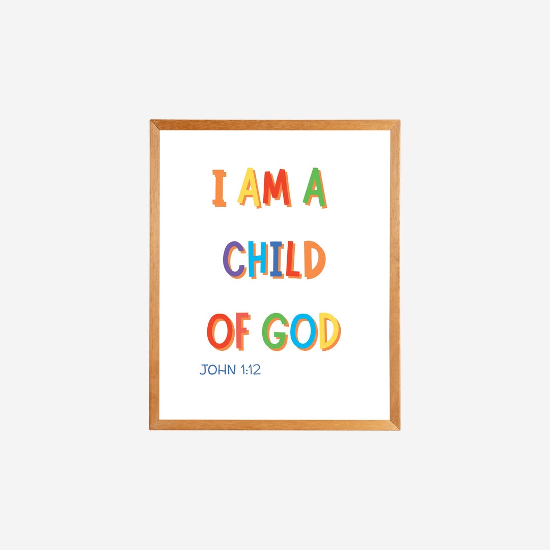 Christian Wall Art, Children Room Decor, I Am a Child of God Kids Room