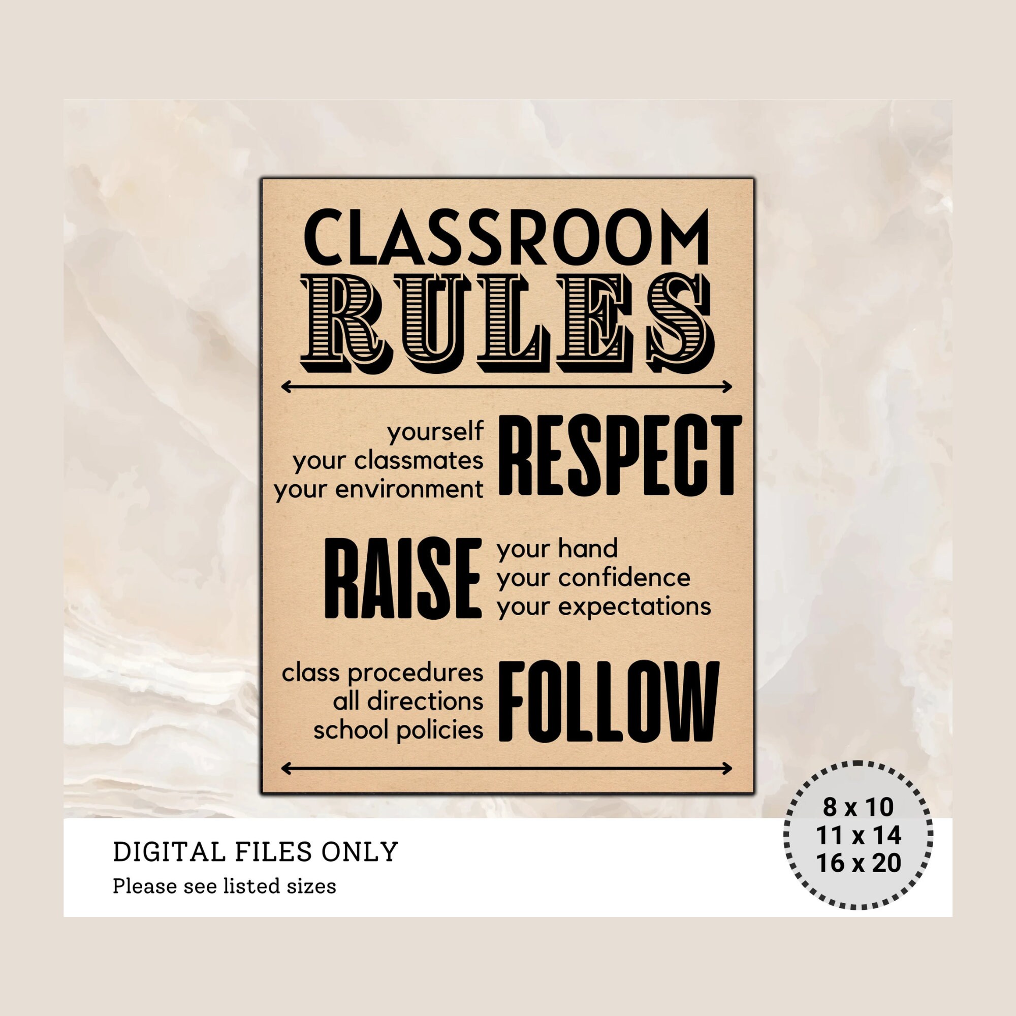 Classroom Decor, High School Teacher Printable Poster, Expectations ...
