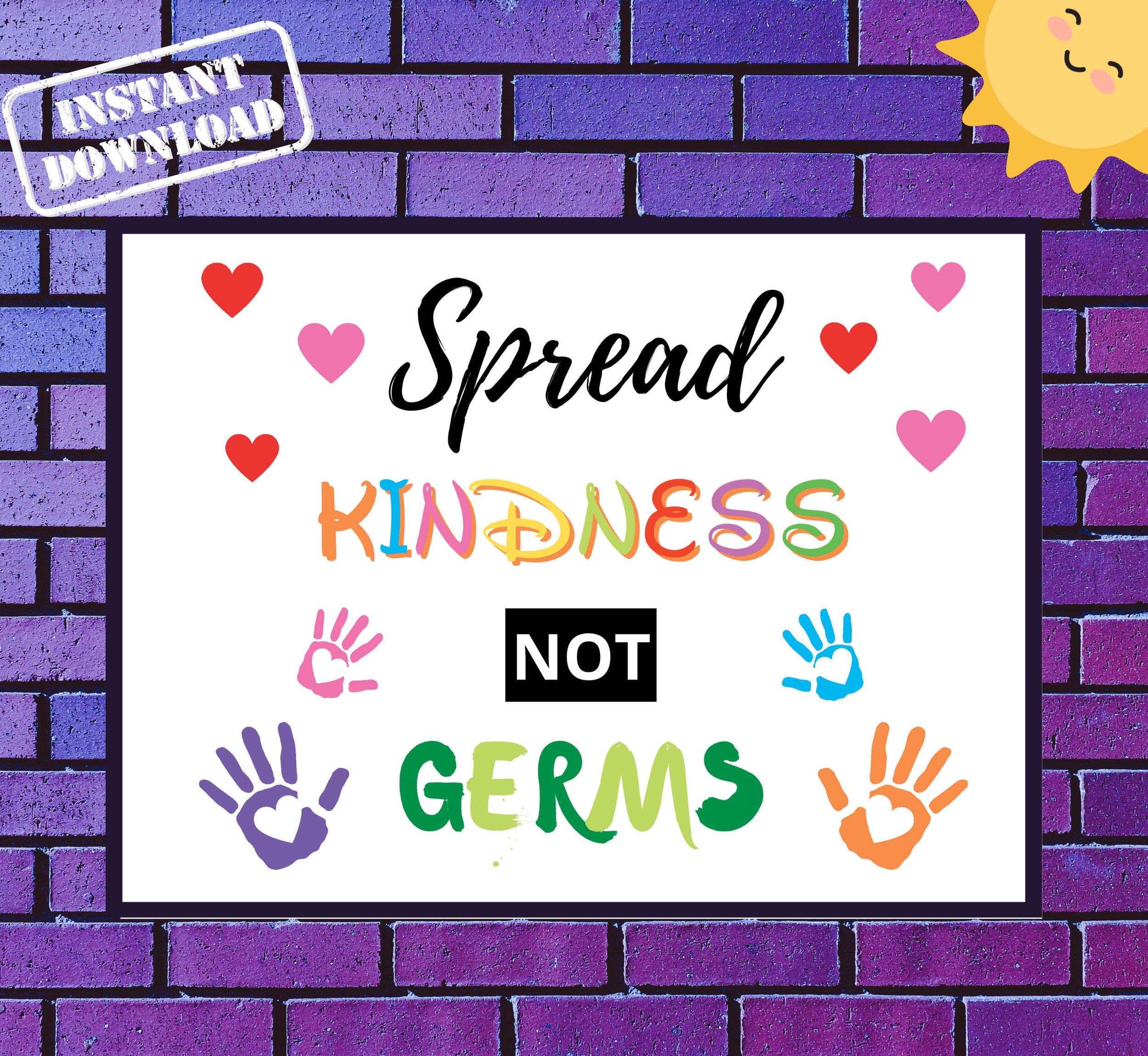 Spread Kindness Not Germs Health Clinic Poster School Etsy