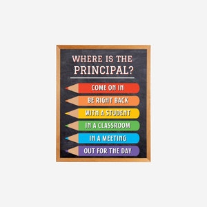 Where is the Principal Door Sign, Classroom Decor, School Principal  Gifts, Office Door Hanger, Principal  Office Decor, Principal Office