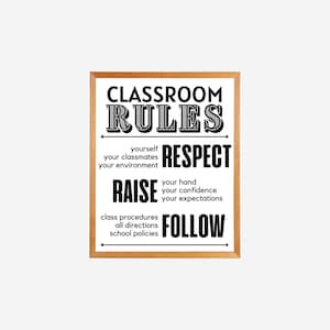 Classroom Expectations, Decor Rules Respect Teen Class, Decor High School Teacher Printable Poster Behavior Classroom Management Teacher Art