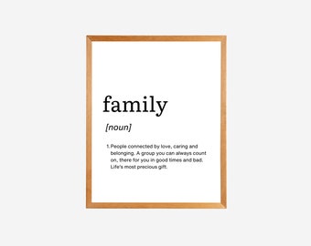 Family Definition Print, Family Quote Definition, Word Definition Poster, Family Wall Art, Family Sign, Office Decor, Family Reunion Gift