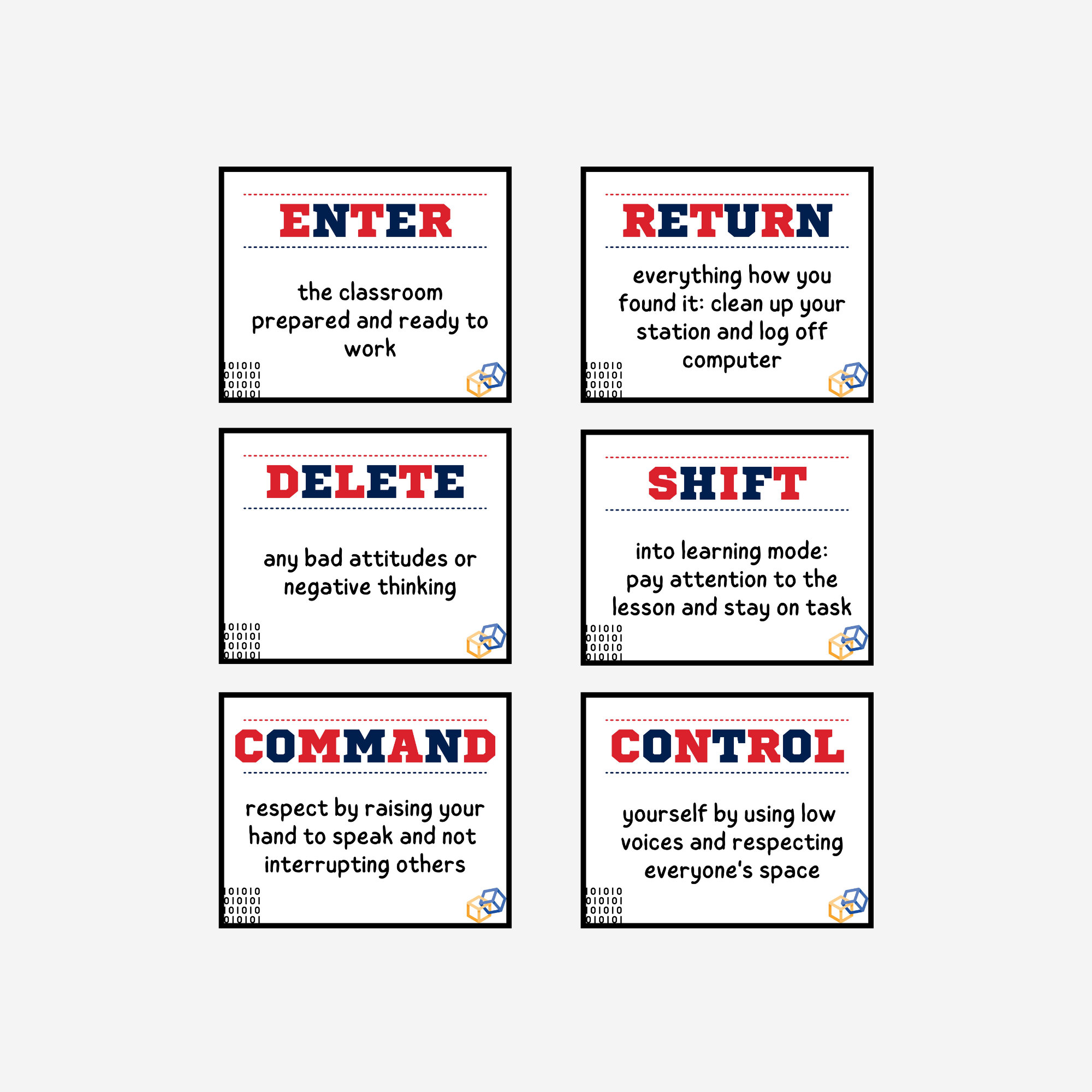 Class Rules In Computer Room Classroom Poster Set of 6, Classroom Decor, INSTANT DOWNLOAD, Computers ...