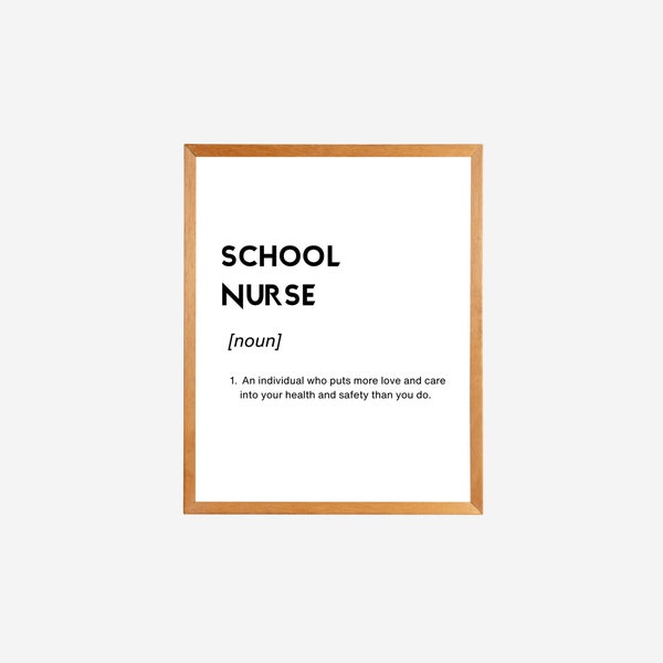 School Nurse Definition Poster, Nurse Decor, Health Room Poster, Nurse Gift, Definition Print, Nurse Office Sign, School Clinic Wall Art