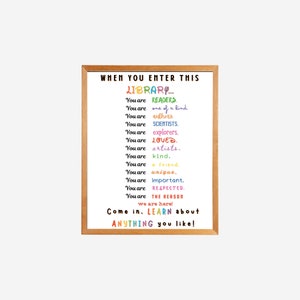 Library Sign, Gift for Librarian, Librarian Gift, Library Decor, Library Wall Art, Library Rules, Reading Teacher Gift, School Library Sign