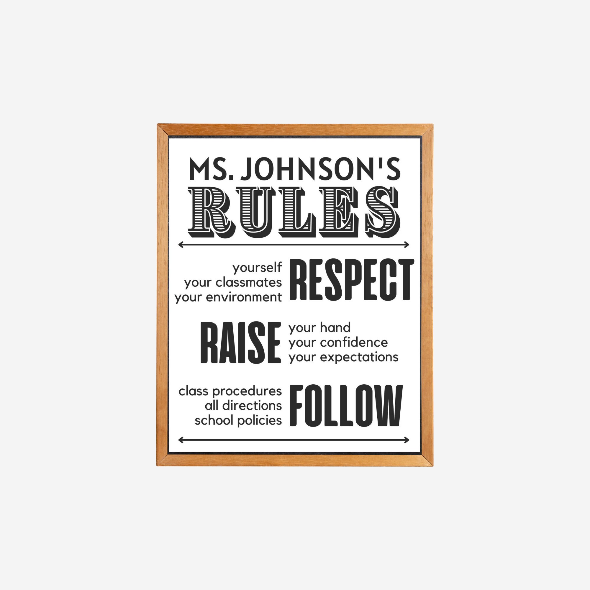 PERSONALIZED Classroom Expectations, High School Teacher Printable ...
