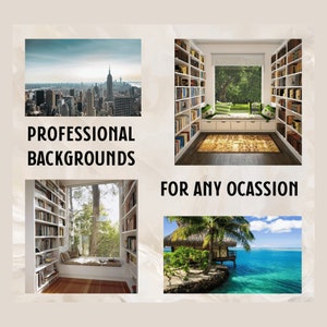 Bookcase Zoom Backgrounds, 4 Pack Best Sellers, Office Background, Shelves Microsoft Teams, Virtual Home Office, Bookshelf Office Zoom image 8