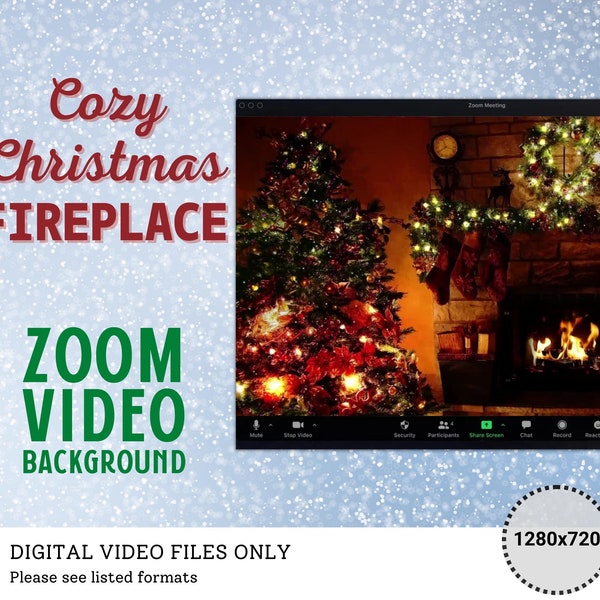 Cozy Christmas Fireplace Animated Zoom looping VIDEO background