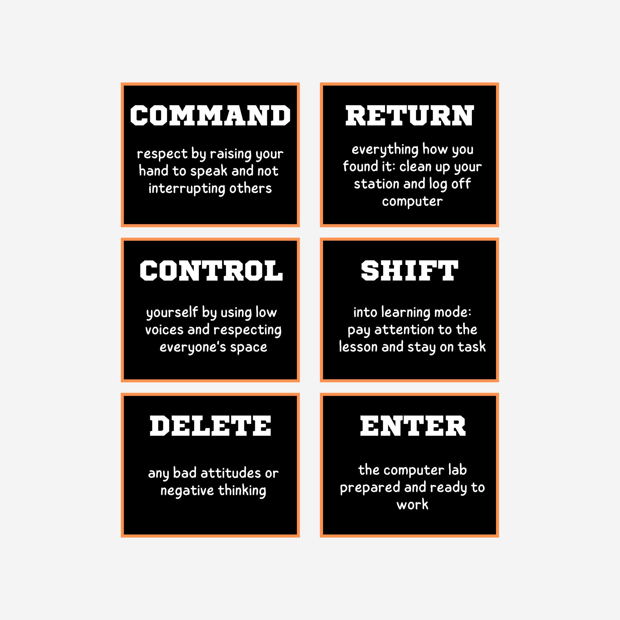 Computer Lab Poster Set of 6, Classroom Decor, INSTANT DOWNLOAD ...