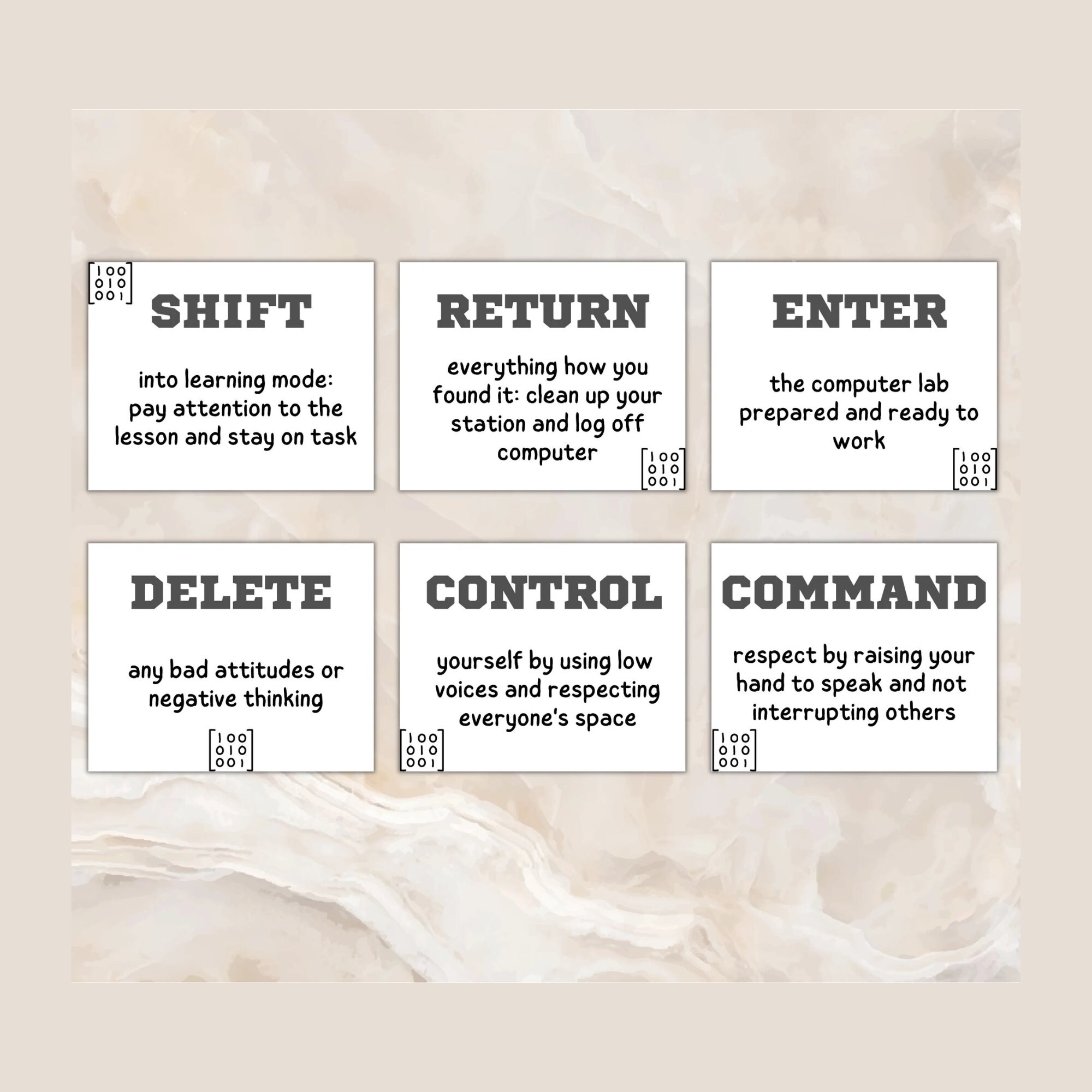 Computer Lab Poster Set of 6, Classroom Decor, INSTANT DOWNLOAD ...