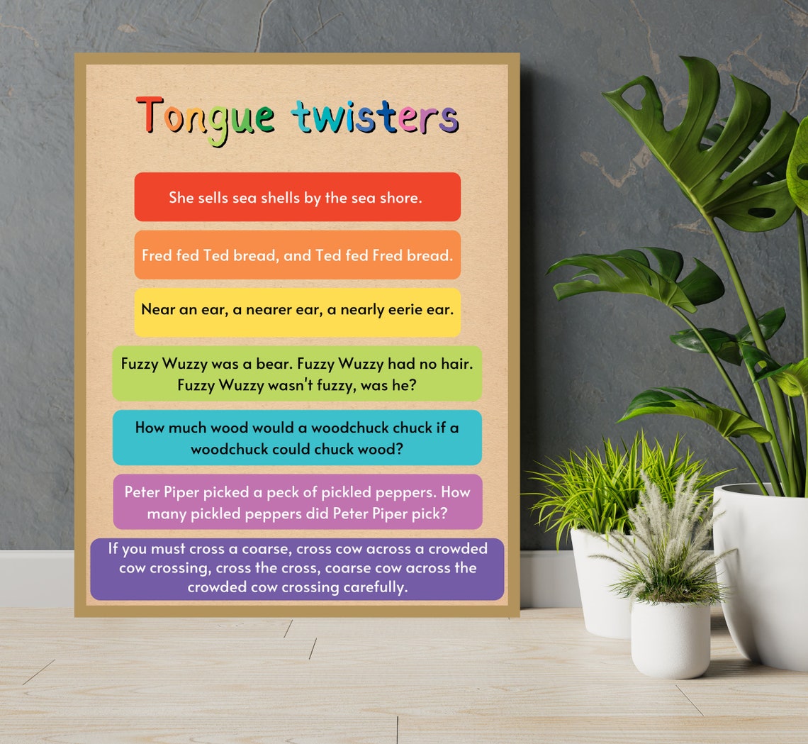 Tongue Twisters Printable Wall Art Fun Modern Classroom Decor - Etsy