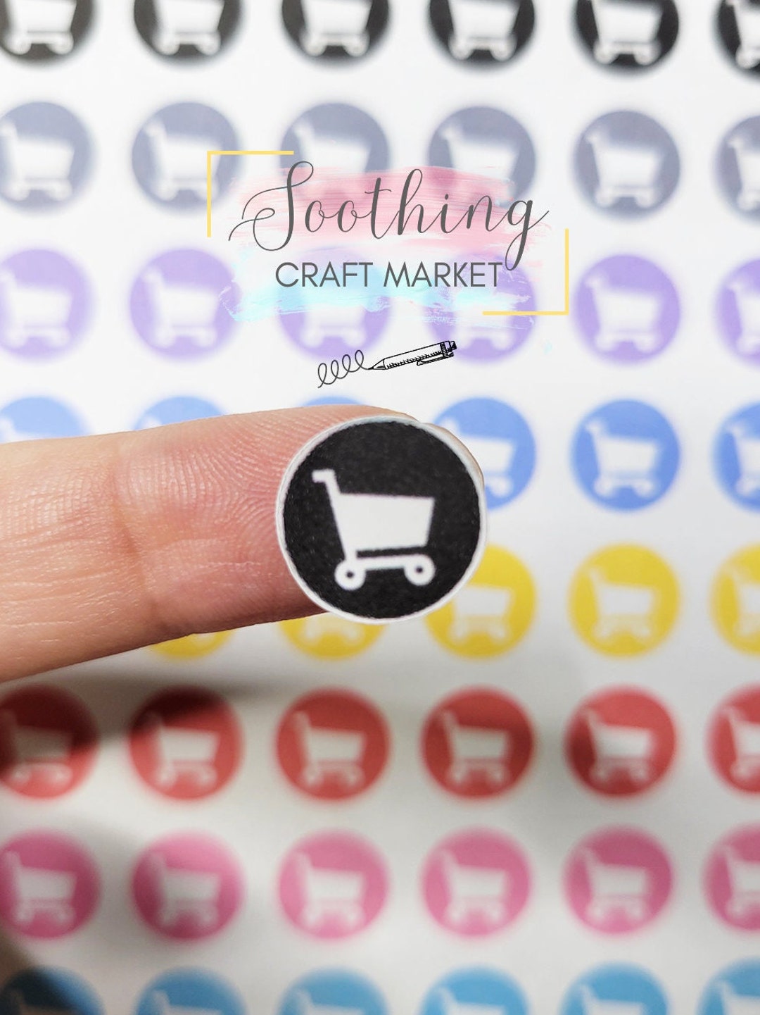 Shopping Cart Icon Sticker, Dot Journal, Grocery Planner Reminder, Food ...