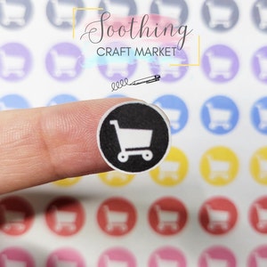 Shopping Cart Icon Sticker, Dot Journal, Grocery Planner Reminder, Food Sticker, Healthy Habits, Functional Icon Doodle Planner Sticker