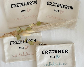 Kosmetiktasche personalisiert ‚Erzieher*in mit Herz‘