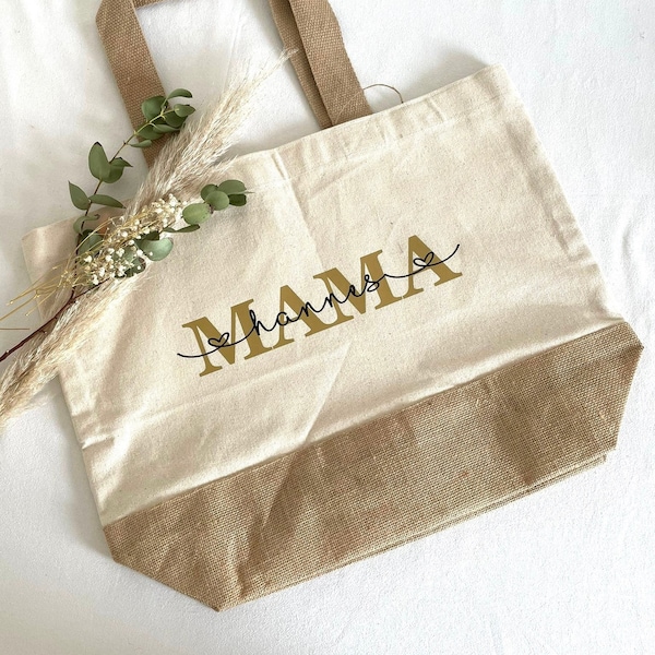 Jute bag personalized mom & name