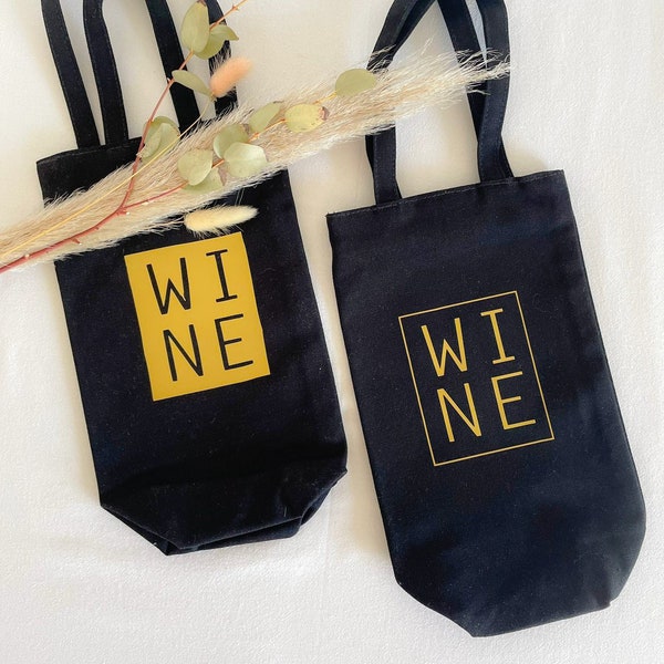 Personalisierte Flaschentasche aus Stoff / Bottle Bag WINE