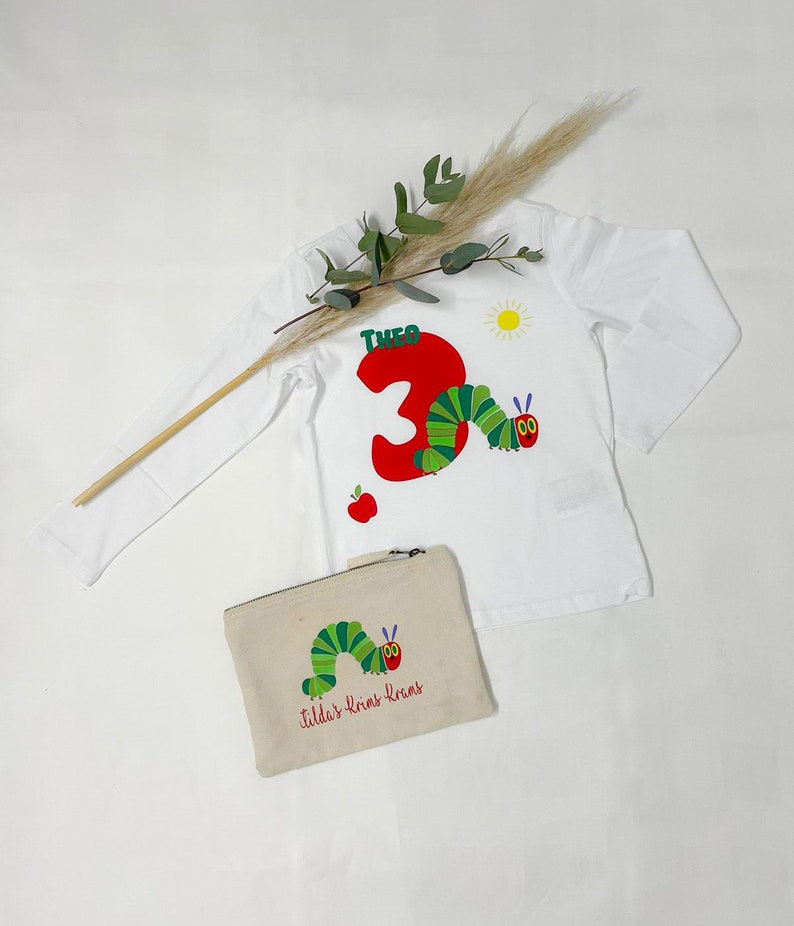 Personalized birthday shirt with name and caterpillar hungry image 3