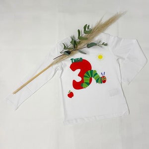 Personalized birthday shirt with name and caterpillar hungry image 4