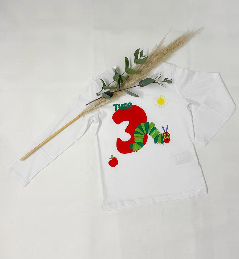 Personalized birthday shirt with name and caterpillar hungry image 4
