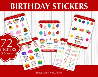 Birthday Planner Stickers: Decorative Journal Stickers