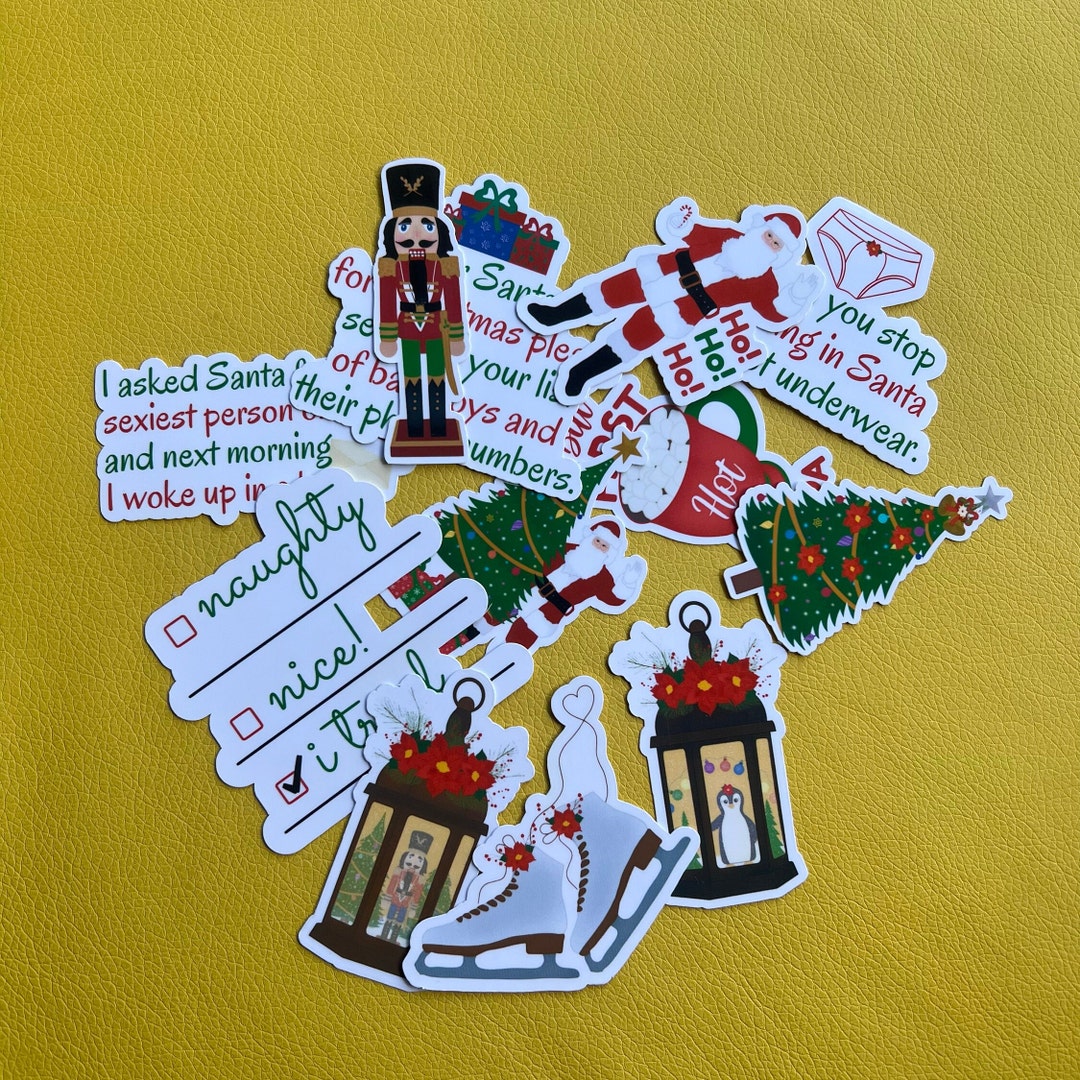 12 Christmas Stickers Pack Christmas Vinyl Sticker Laptop Etsy