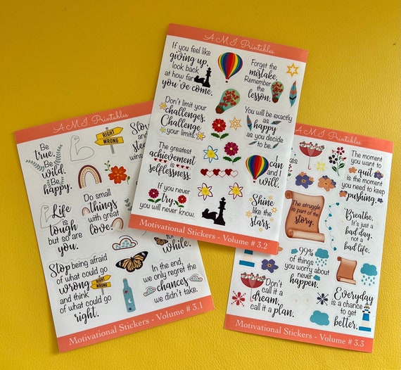 Motivational Quotes Printable Stickers Volume 3 Inspirational - Etsy