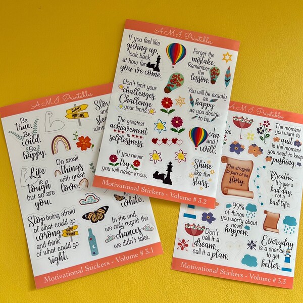 Motivational Quotes Printable Sticker Volume 1, Inspirational Quotes ...