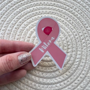 Personalized Breast Cancer Sticker, Awareness Sticker, Breast Cancer Gift,Custom Name Breast Cancer Awareness, Pink Ribbon Decal Sticker