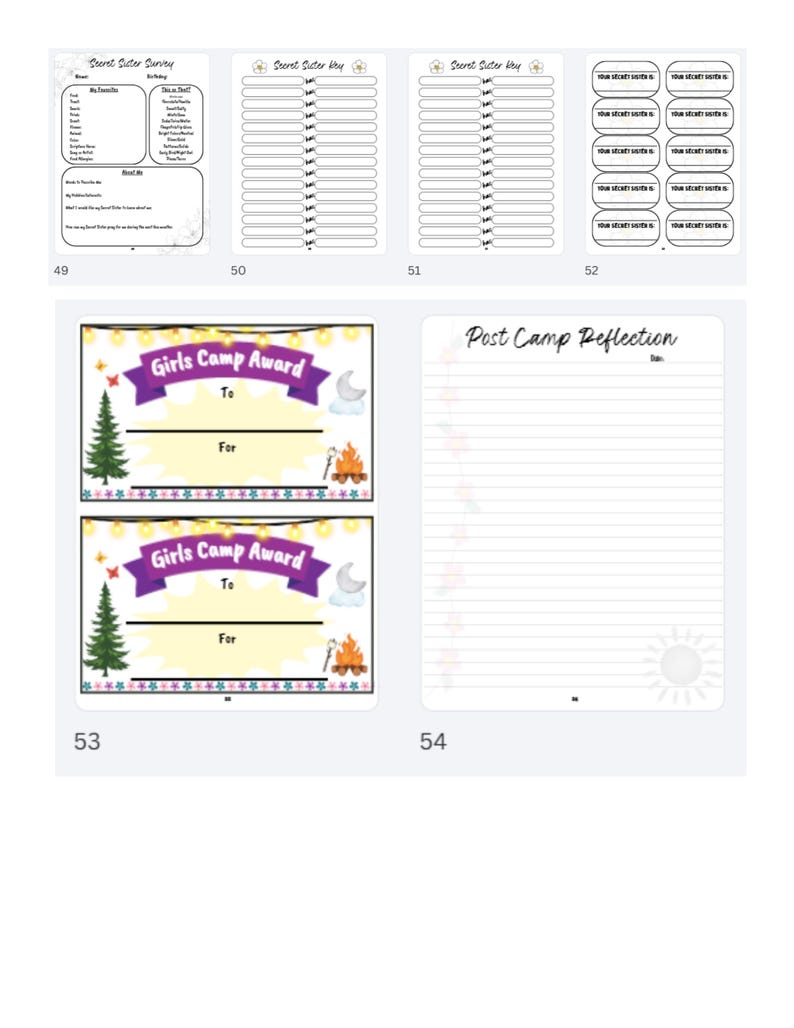 Young Women Camp Planner - Very Comprehensive! Stake or Ward Camp - Etsy