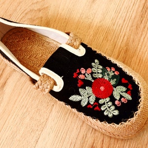 Espadrilles met geborduurde bloemen en geborduurde bloemen dames – schoenen met brede neus afbeelding 10