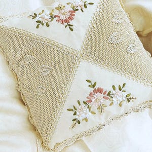 2 federe per cuscino ricamate a nastro all'uncinetto - Federa unica per cuscino quadrato, decorazione per la casa fatta a mano 17 x 17 pollici, 45 x 45 cm