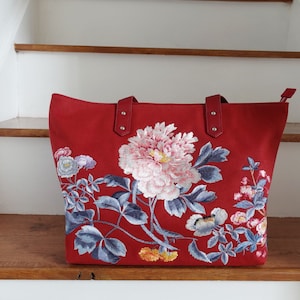 Rote Handtasche mit bestickter Tasche - Geburtstagsgeschenk