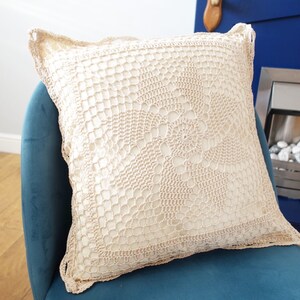 Copricuscini all'uncinetto beige, federa per cuscino in cotone all'uncinetto con cerniera, cuscino decorativo 45 x 45 cm, 17 x 17 pollici