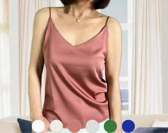 Silk Cami Top, Minimalist Tank for Women, Elegant Summer Sleeveless Shirt