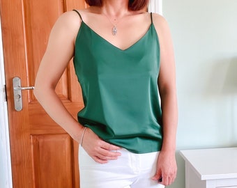 Sleek Silk Camisole - Minimalist Tank Top Women, Summer Sleeveless Top, Birthday Gift