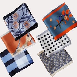 Mulberry Silk Scarf: Floral Print Skinny Tie Scarf (150x15 cm)