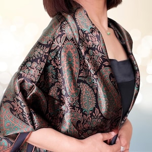 Mulberry Silk Scarf: Large Square Paisley Shawl Wrap