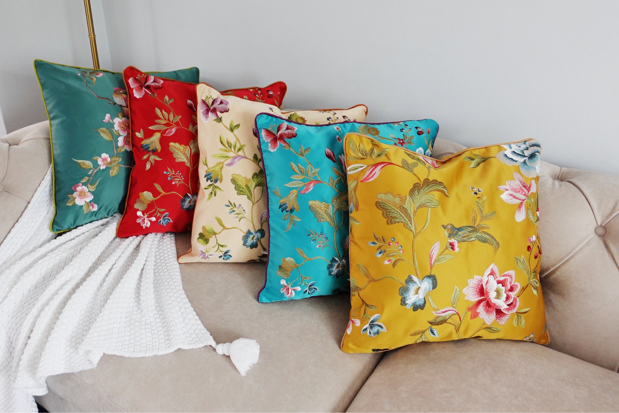 Chinese silk shop pillows
