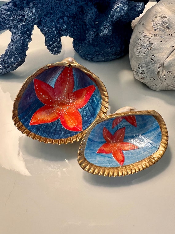 Starfish Seashells Decoupaged Set of 2 - Etsy