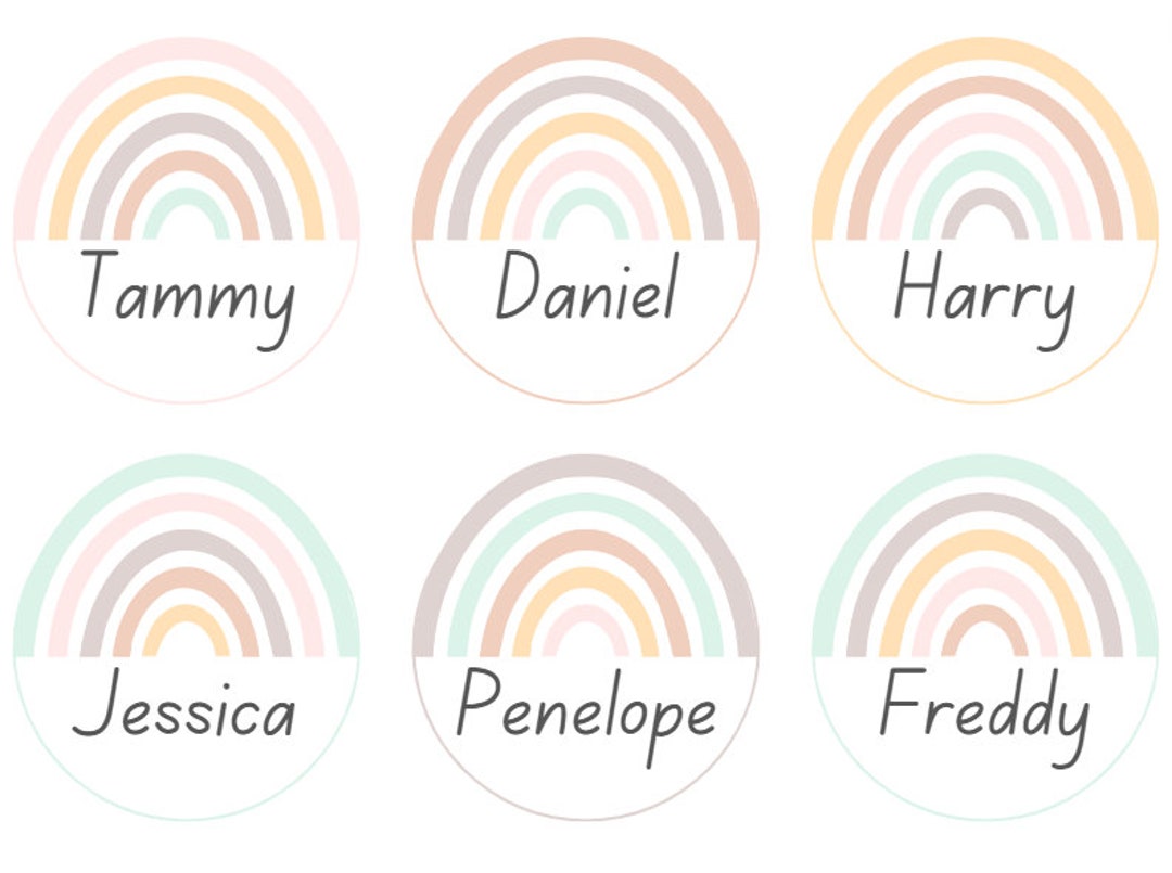 Pastel Bright Boho Rainbow Design Student Name Tags - Etsy Australia