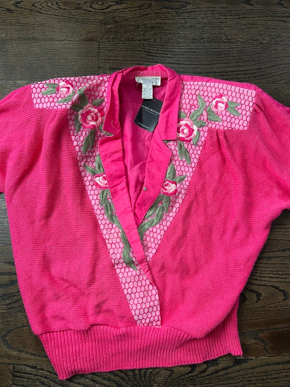 Vintage 90's Rose Beehive Multi fabric Cardigan