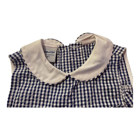 Vintage 80's Gingham Seersuckered Nautical Dress - image 3