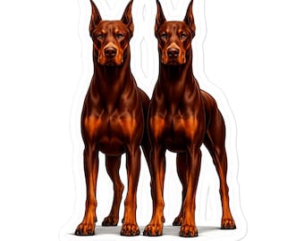Naklejka Dwa Czerwone Dobermany